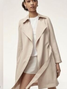 Babaton (Aritzia) Classic Tan/Beige 100% Lyocell Belted Trench Coat (Size XS)